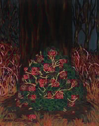 Image 1 of 'Rosebush, Midwinter' - Acrylic on Canvas Panel, 8x10 Framed