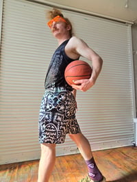 Image 2 of Geometric Realms Basketball Shorts Black And White