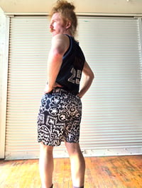 Image 3 of Geometric Realms Basketball Shorts Black And White