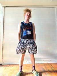 Image 1 of Geometric Realms Basketball Shorts Black And White