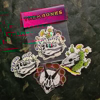 Image 2 of Dinosaur Skulls & Flowers - 3 Stickers Pack - Mirrored & Clear