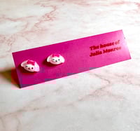 Image 2 of Pink Bunny Tiny Stud Earrings