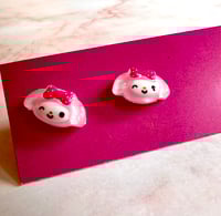 Image 1 of Pink Bunny Tiny Stud Earrings