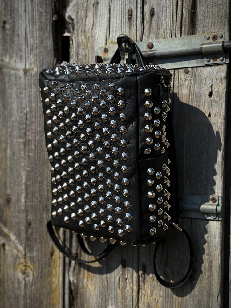 Image of FAUX LEATHER SATCHEL BACKPACK