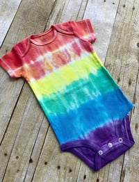 Image 3 of Rainbow Tie Dye Bodysuit Baby Top Boys Girls Neutral Shirt