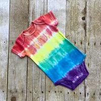 Image 2 of Rainbow Tie Dye Bodysuit Baby Top Boys Girls Neutral Shirt