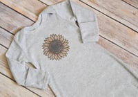 Image 1 of Sunflower Baby Gown Soft Gray Baby Shower Girl’s Flower Pajamas Dress