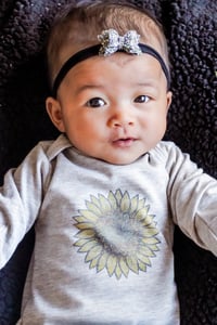 Image 2 of Sunflower Baby Gown Soft Gray Baby Shower Girl’s Flower Pajamas Dress