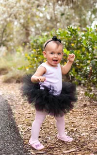 Image 2 of Black Fluffy Tutu Girl’s Tulle Skirt Fancy Birthday Dress Halloween Baby Toddler Newborn 