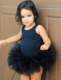 Image 1 of Black Fluffy Tutu Girl’s Tulle Skirt Fancy Birthday Dress Halloween Baby Toddler Newborn 