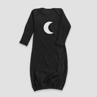 Image 1 of Crescent Moon Black Gown Baby Gift Neutral Boys Girls Pajamas Baby Shower 