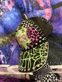 Image 4 of Lime and Pink Cheetah Anxiety Skull Hat