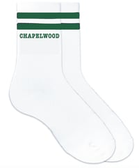 Image 2 of Chapelwood Youth Unisex Striped Socks / White & Dark Green