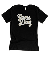Image 1 of WHITE CHENILLE PATCH GAME DAY SWEATSHIRT