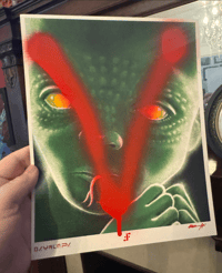 Image 2 of Humankind's Last Stand mini poster hand spray painted.