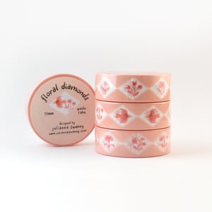 Image of Floral Diamonds Pink 15mm Washi Tape 