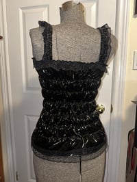 Image 2 of pvc shirring camisole (all black)