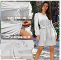 Image 4 of Women's Long Sleeve Front Tie Dress