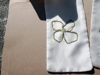 Image 2 of Green Swirly Flower Silk & Bamboo Satin Hair Ribbon