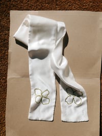 Image 4 of Green Swirly Flower Silk & Bamboo Satin Hair Ribbon