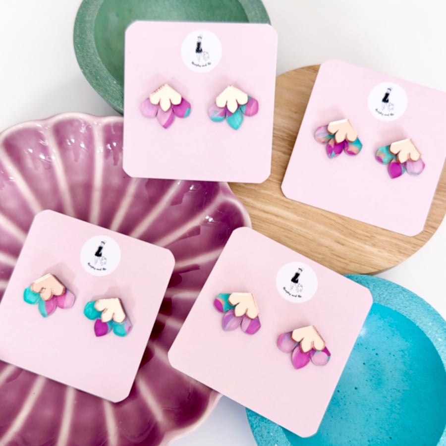 Image of SALE ~ 'Pastel Autumn' Mini Fleur Studs