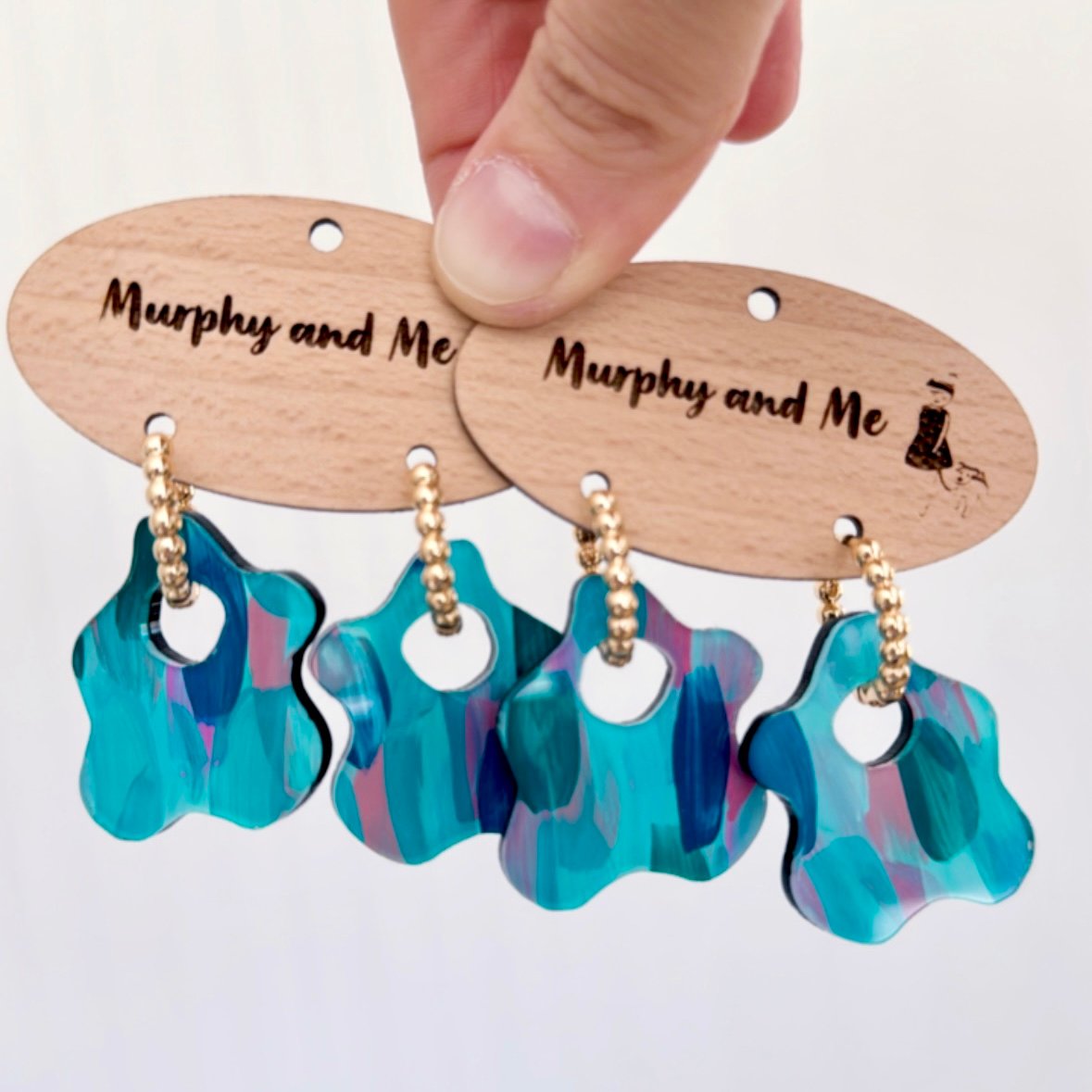 Image of 'Jewel Tones' Organic Hoop Dangles