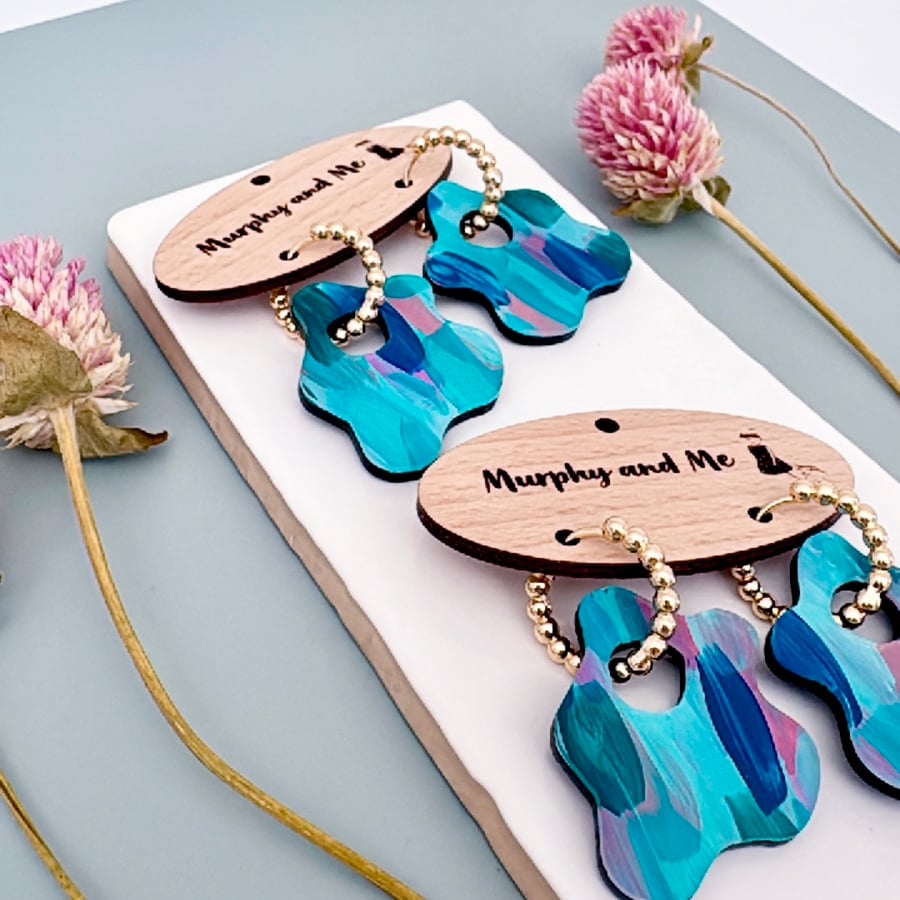 Image of 'Jewel Tones' Organic Hoop Dangles