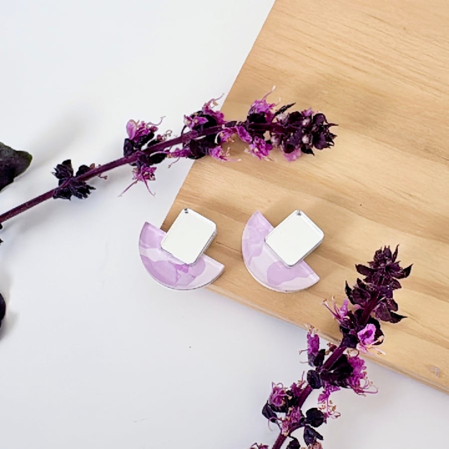 Image of SALE ~ 'Lilac Fields' Mini Statement Studs