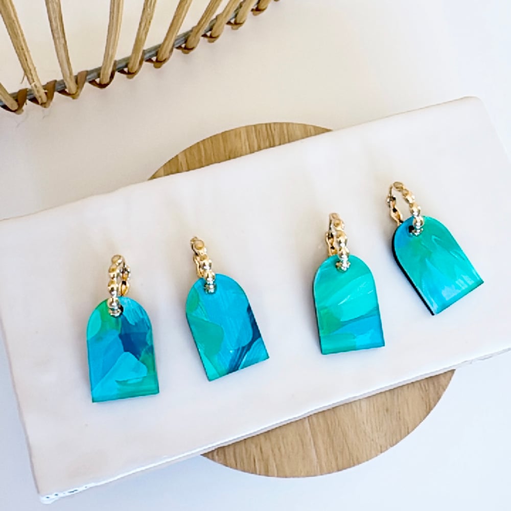 Image of 'Tranquil Water' Arch Hoop Dangles