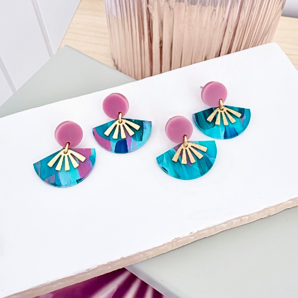 Image of SALE ~ 'Jewel Tones' Fan Dangles