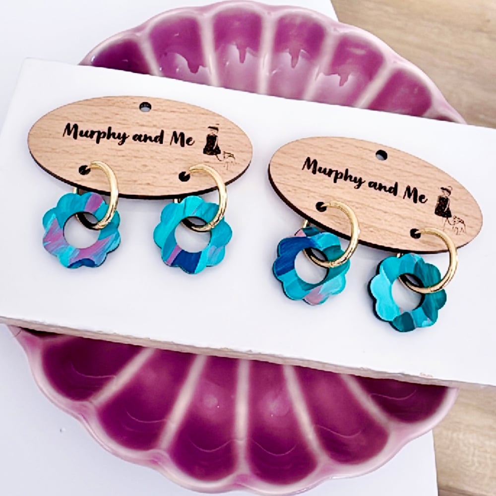 Image of 'Jewel Tone' Flower Hoop Studs