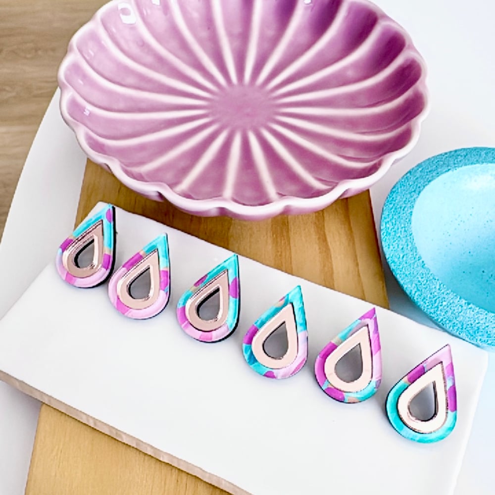 Image of 'Pastel Autumn' Teardrop Statement Studs