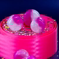 Image 2 of Pink/White Plugs - Epoxy Resin - Double Flare - 10-50mm - Shimmer - Plugs for Stretched Ears