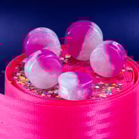 Image 1 of Pink/White Plugs - Epoxy Resin - Double Flare - 10-50mm - Shimmer - Plugs for Stretched Ears