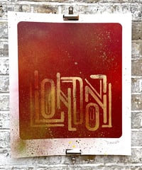Image 1 of London - Red Painted and Gold Leaf Gilded hand painted poster