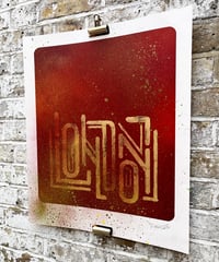 Image 3 of London - Red Painted and Gold Leaf Gilded hand painted poster