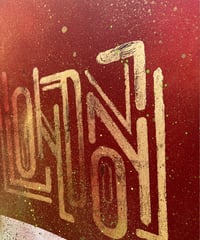 Image 2 of London - Red Painted and Gold Leaf Gilded hand painted poster