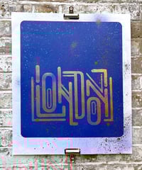 Image 1 of London - Blue Painted and Gold Leaf Gilded hand painted poster