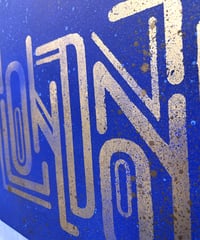Image 2 of London - Blue Painted and Gold Leaf Gilded hand painted poster