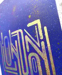 Image 4 of London - Blue Painted and Gold Leaf Gilded hand painted poster
