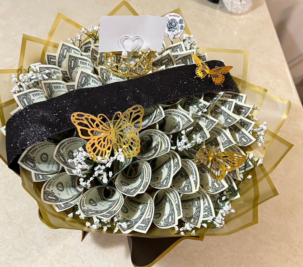 Image of $50 Money Bouquet Gold and Black
