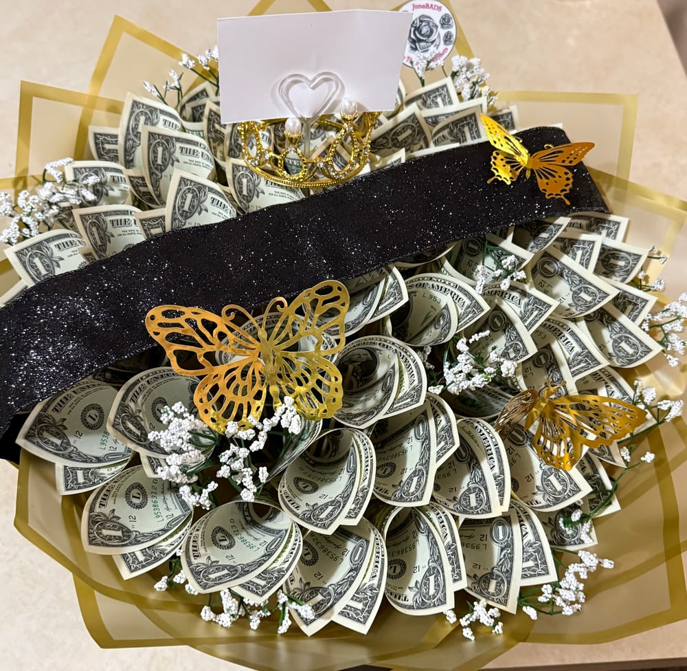 Image of $50 Money Bouquet Gold and Black