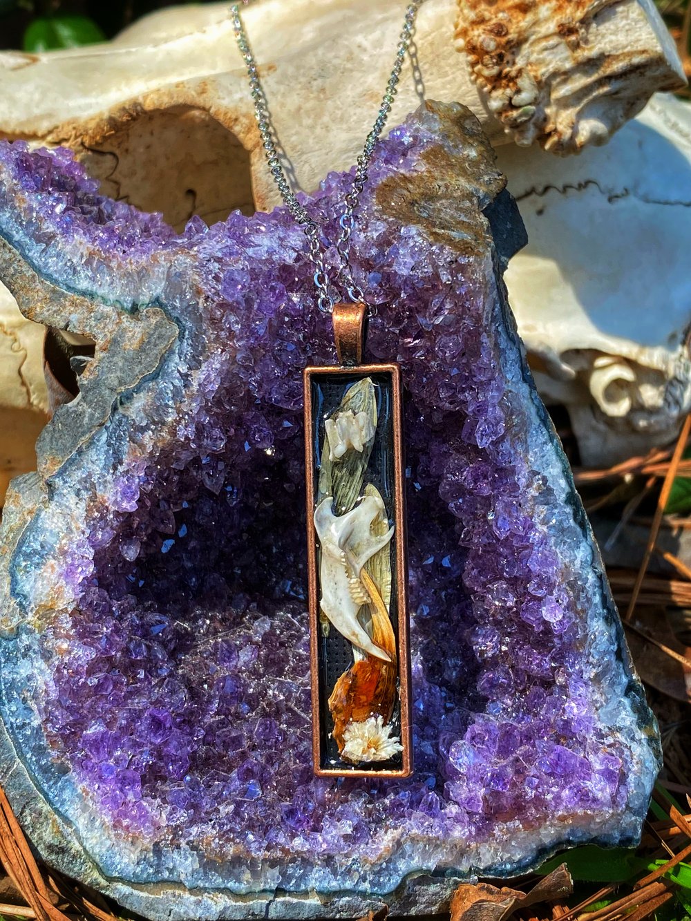 Image of Bronze Rectangle Bone Pendant