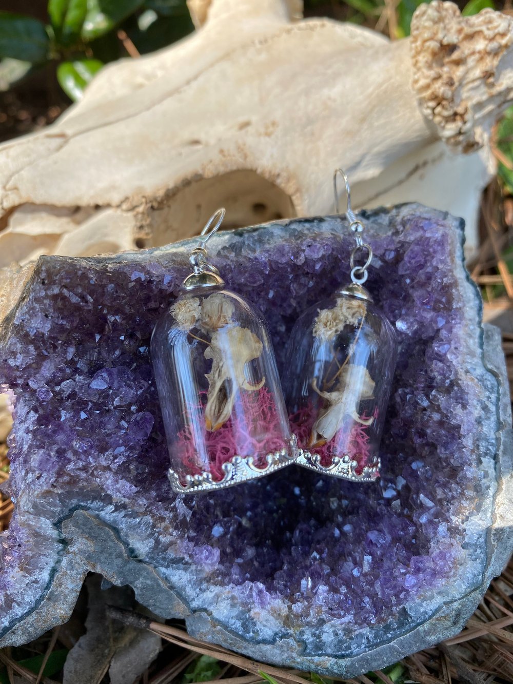 Image of Terrarium Earrings with Pink Moss