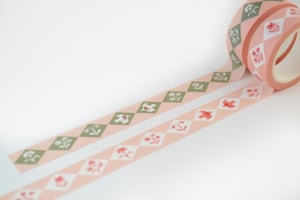 Image of Floral Diamonds Green 15mm Washi Ta