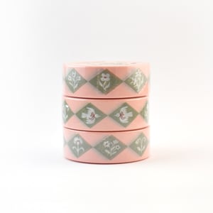 Image of Floral Diamonds Green 15mm Washi Ta