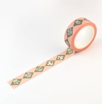 Image 2 of Floral Diamonds Green 15mm Washi Ta