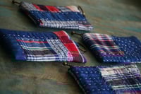 Image 1 of Handmade Fabric Patchwork Coin & Key Pouch – Vintage Cotton, Zipper & Key Ring