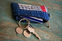 Image 4 of Handmade Fabric Patchwork Coin & Key Pouch – Vintage Cotton, Zipper & Key Ring