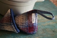 Image 5 of Pair of Handwoven Fabric Cone-shaped Pot Holders Cast Iron Handle Caps